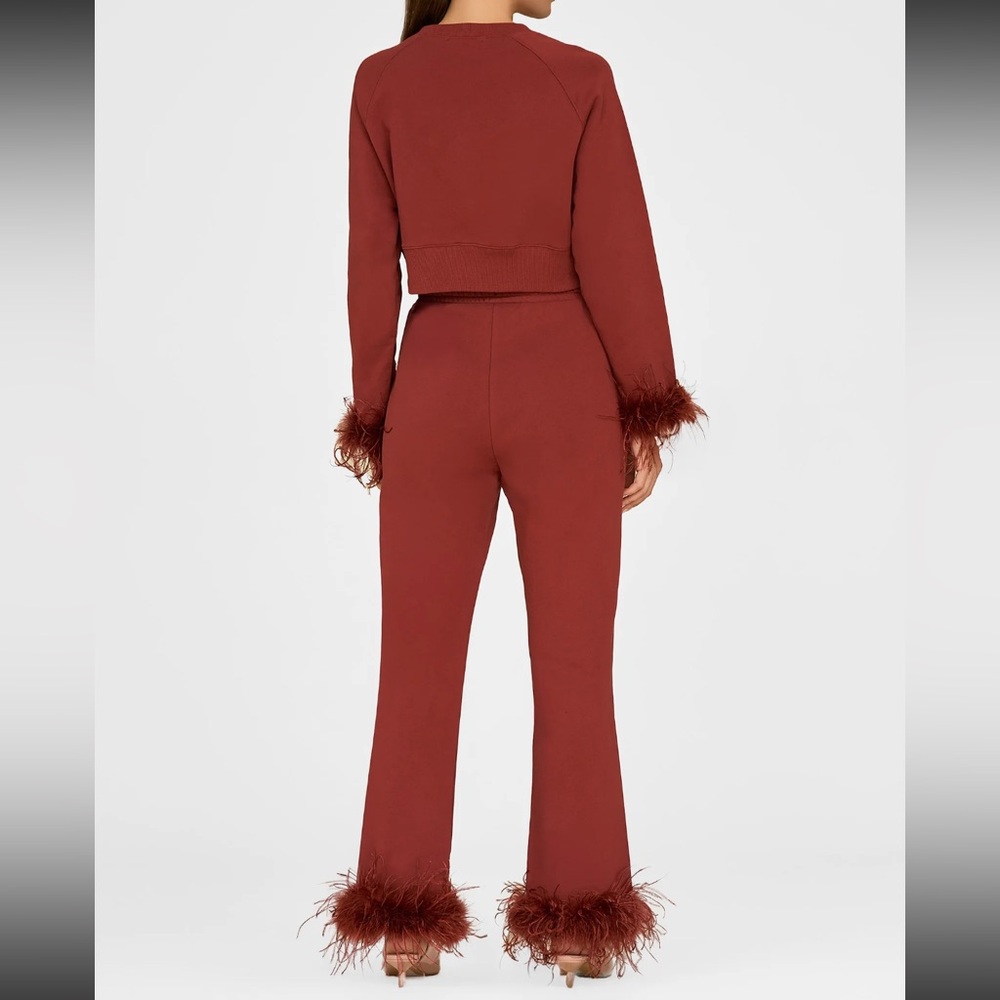 NWT Noli Shop Rada Feather Trim Sweatshirt & Joggers 2 Piece Set - Size S - Picture 5 of 10